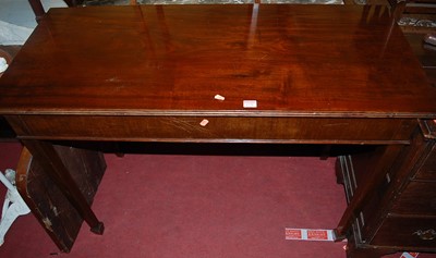 Lot 1229 - A mahogany plain console table, raised on...