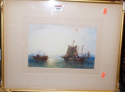 Lot 1060 - William Wyld (1806-1889) - Boats on the calm...