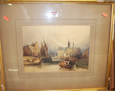 Lot 1063 - William Callow (1812-1908) - harbour scene,...