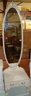 Lot 1240 - A contemporary French style white wood cheval...