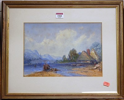 Lot 1068 - EP Pell? - continental river landscape,...