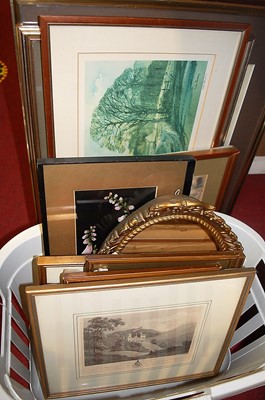 Lot 1090 - Assorted pictures, prints, gilt framed wall...