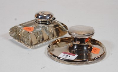 Lot 200 - A George V silver mounted capstan inkwell, of...