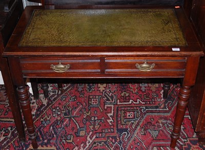 Lot 1251 - An Edwardian walnut and gilt tooled green...