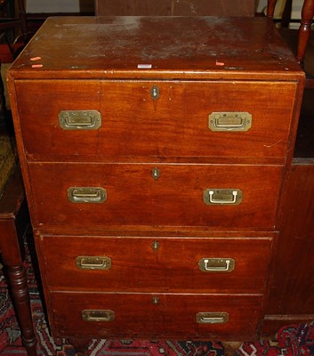 Lot 1252 - A late 19th century mahogany flush brass...