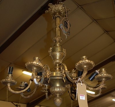Lot 1253 - A French cast and gilt brass hanging eight...