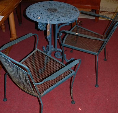 Lot 1257 - A painted, cast and pierced galvanised metal...