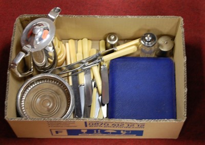 Lot 236 - A box of miscellaneous silver plated wares, to...