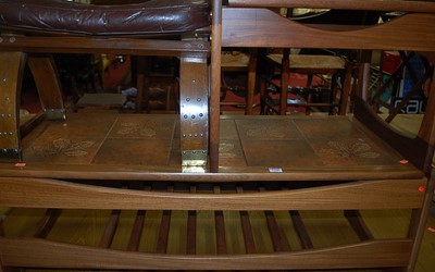 Lot 1268 - A 1970s teak and tile topped long coffee table,...