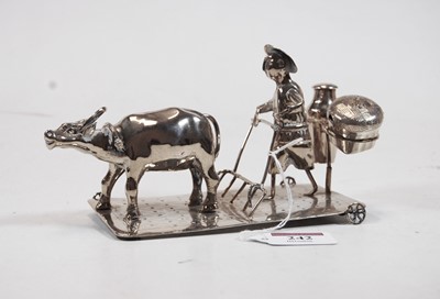 Lot 242 - A Chinese white metal novelty cruet, in the...