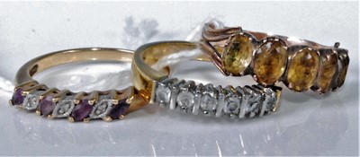 Lot 302 - A modern 9ct gold, amethyst and white sapphire...