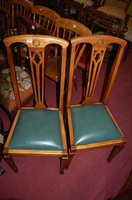 Lot 1302 - A set of four Edwardian beech splatback...