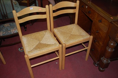 Lot 1312 - A set of six contemporary beech  and ply rush...