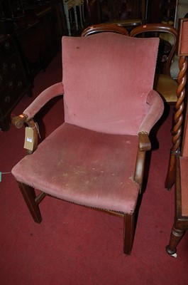 Lot 1314 - A mahogany framed and pink studded upholstered...
