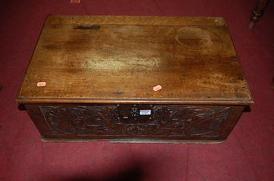 Lot 1318 - An antique oak hinged table top bible box,...