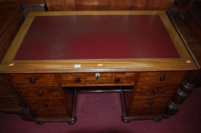 Lot 1322 - A mid-Victorian mahogany and burgundy vinyl...