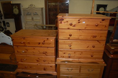 Lot 1327 - A pair of modern pine round cornered chests of...