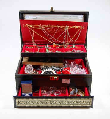 Lot 380 - A fitted jewellery box and contents of...