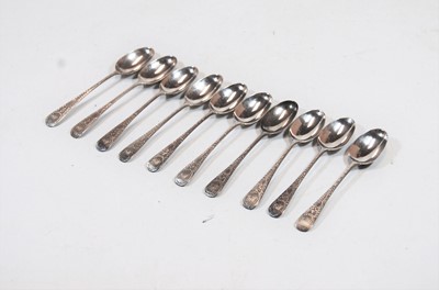 Lot 411 - A set of ten late Victorian silver teaspoons,...