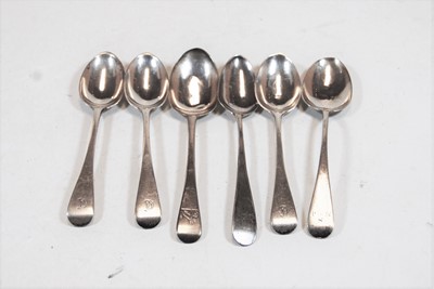 Lot 412 - Six various silver teaspoons, in the Old...