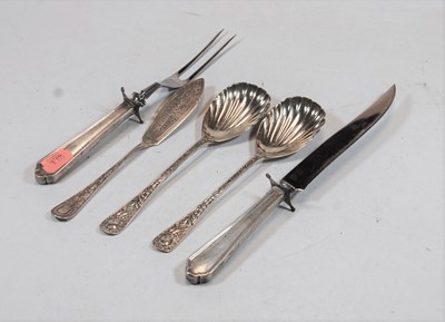 Lot 422 - A pair of late Victorian chased silver serving...