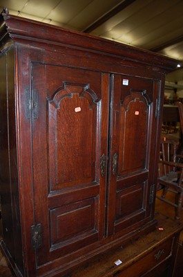 Lot 1343 - An antique twin recessed double door low...