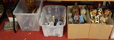 Lot 492 - Four boxes of sundries, to include clown...