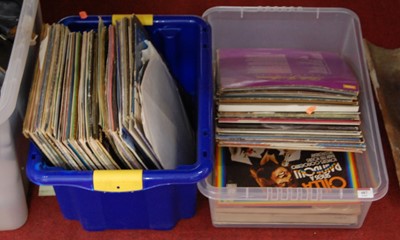 Lot 487 - Two boxes of assorted popular LPs, to include...