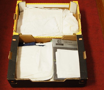 Lot 490 - Two boxes of mixed table linen, Edwardian and...