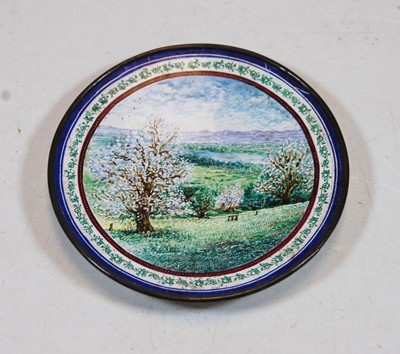 Lot 357 - A Persian white metal and enamel shallow bowl...
