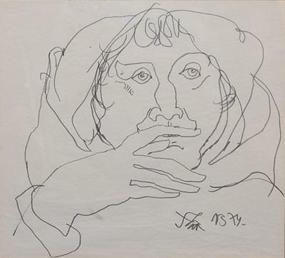 Lot 242 - *Modern British School - Bust Portrait, ink on...