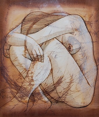 Lot 247 - Peter Nuttall (b.1943) - Seated Nude Female,...