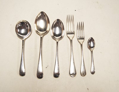Lot 399 - A silver six-place setting cutlery suite, in...