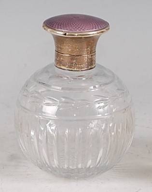 Lot 69 - An Art Deco silver and purple guilloche...