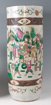 Lot 1350 - *A Chinese stoneware crackle glaze cylindrical...