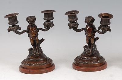 Lot 1290 - A pair of late 19th century French bronze twin...