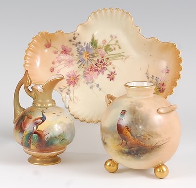 Lot 1062 - A Royal Worcester globular twin handled vase,...