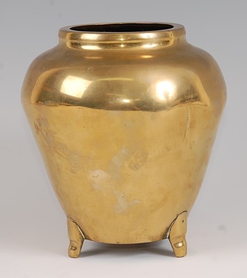 Lot 1358 - A Chinese cast polished bronze tripod vase, of...