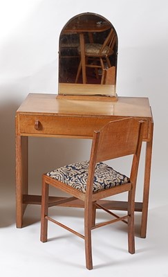Lot 298 - An Art Deco limed oak mirrorback dressing...