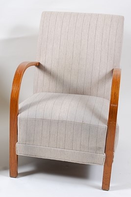 Lot 330 - A mid-20th century oak framed and grey striped...
