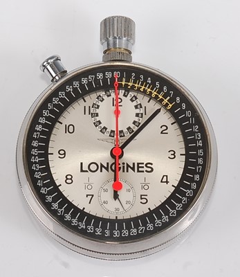 Lot 119 - A Longines stainless steel keyless wind open...