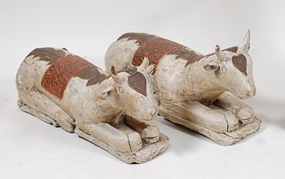 Lot 1360 - A large pair of South East Asian painted and...