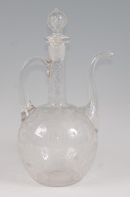 Lot 1086 - An Ottoman Empire style glass ewer and stopper,...