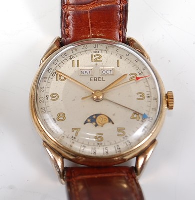 Lot 1247 - A gent's Ebel gold plated triple calendar...