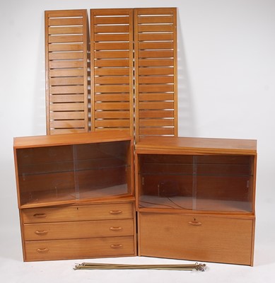 Lot 344 - A 1970s teak Ladderax modular wall unit,...