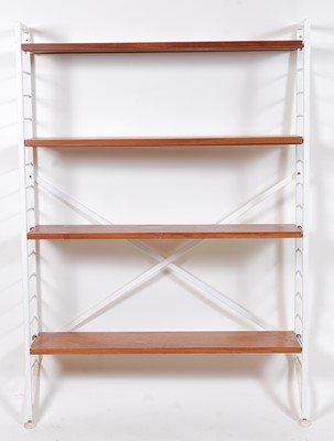 Lot 345 - A 1970s teak and white enamelled metal open...