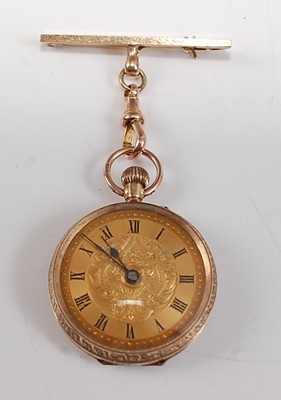 Lot 2649 - A 9ct yellow gold lady's manual wind open...