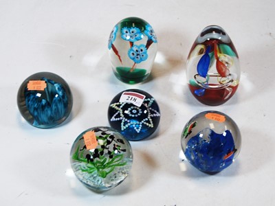 Lot 220 - Six various modern glass paperweights