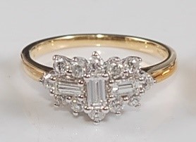 Lot 2587 - An 18ct yellow and white gold diamond oblong...