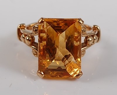 Lot 2614 - A 9ct yellow gold citrine dress ring, the...